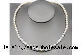 CFN104 potato white freshwater pearl & white howlite necklace, 16 - 24 inches