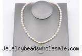 CFN161 baroque white freshwater pearl & white moonstone necklace with pendant