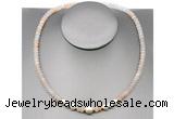 CFN201 4*6mm faceted rondelle pink aventurine & potato white freshwater pearl necklace