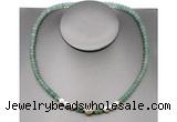CFN202 4*6mm faceted rondelle green aventurine & potato white freshwater pearl necklace