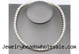 CFN21 7mm - 8mm potato white freshwater pearl necklace, 16 - 54 inches
