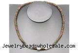 CFN215 4*6mm faceted rondelle unakite & potato white freshwater pearl necklace