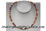 CFN217 4*6mm faceted rondelle mookaite & potato white freshwater pearl necklace