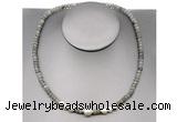 CFN218 4*6mm faceted rondelle labradorite & potato white freshwater pearl necklace