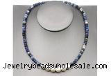 CFN221 4*6mm faceted rondelle sodalite & potato white freshwater pearl necklace