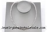 CFN229 4*6mm faceted rondelle rose quartz & potato white freshwater pearl necklace