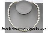 CFN23 8mm - 9mm baroque white freshwater pearl necklace, 16 - 54 inches