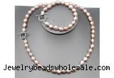 CFN29 8mm - 9mm baroque lavender freshwater pearl jewelry set, 16 - 54 inches