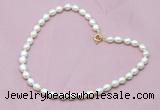CFN302 16 - 24 inches 9mm - 10mm rice white freshwater pearl necklace
