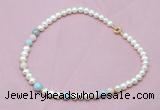 CFN502 Potato white freshwater pearl & morganite necklace, 16 - 24 inches
