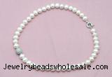 CFN595 9mm - 10mm potato white freshwater pearl necklace, 16 - 24 inches