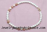 CFN718 9mm - 10mm potato white freshwater pearl & moonstone necklace
