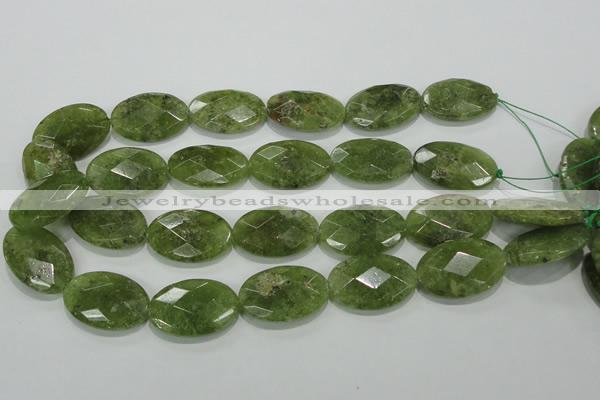 CGA105 15.5 inches 20*30mm faceted oval natural green garnet beads