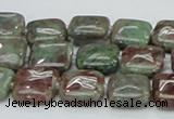 CGA63 15.5 inches 12*12mm square red green garnet gemstone beads