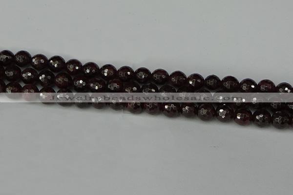CGA663 15.5 inches 8mm faceted round red garnet beads wholesale