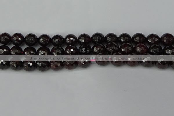 CGA665 15.5 inches 12mm faceted round red garnet beads wholesale