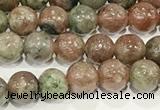 CGA715 15.5 inches 4mm round Chinese red & green garnet beads