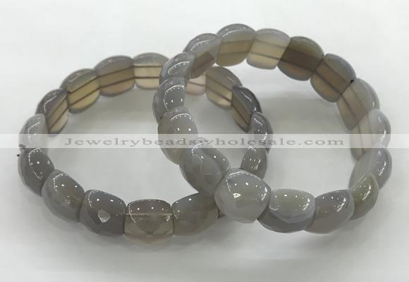 CGB3465 7.5 inches 10*14mm faceted oval grey agate bracelets