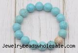 CGB5692 10mm, 12mm blue howlite turquoise beads with zircon ball charm bracelets