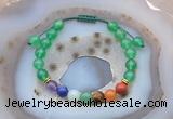 CGB6444 8mm round green agate 7 chakra beads adjustable bracelets