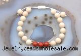 CGB6627 8mm round white fossil jasper & green sea sediment jasper adjustable bracelets