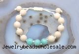 CGB6651 10mm round white fossil jasper & amazonite adjustable bracelets