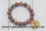 CGB6882 10mm, 12mm picasso jasper beaded bracelet with alloy pendant