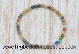 CGB7001 7 chakra 4mm golden & blue tiger eye beaded meditation yoga bracelets