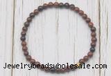 CGB7259 4mm tiny mahogany obsidian beaded meditation yoga bracelets