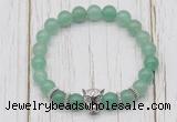 CGB7385 8mm green aventurine bracelet with leopard head for men or women
