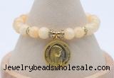 CGB7782 8mm honey jade bead with luckly charm bracelets