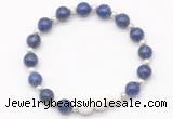 CGB8198 8mm lapis lazuli & white lava beaded stretchy bracelets