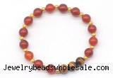 CGB8220 8mm red agate & yellow tiger eye beaded stretchy bracelets