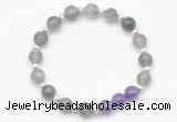 CGB8252 8mm cloudy quartz & amethyst beaded stretchy bracelets
