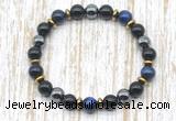 CGB8366 8mm blue tiger eye, black onyx & hematite energy bracelet