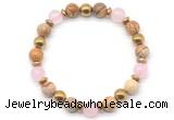 CGB8499 8mm rose quartz, picture jasper & hematite energy bracelet