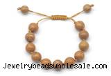 CGB8575 12mm round wooden jasper adjustable macrame bracelets