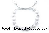 CGB8650 8mm,10mm round white howlite adjustable macrame bracelets