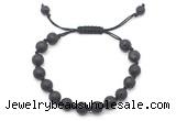 CGB8668 8mm,10mm round black lava adjustable macrame bracelets