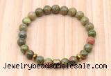 CGB8887 8mm, 10mm unakite, drum & rondelle hematite beaded bracelets