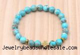 CGB8932 8mm, 10mm blue sea sediment jasper, cross & rondelle hematite beaded bracelets