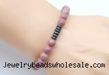 CGB8956 8mm, 10mm pink wooden jasper & rondelle hematite beaded bracelets