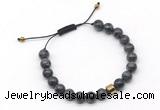 CGB9040 8mm, 10mm black labradorite & drum hematite adjustable bracelets
