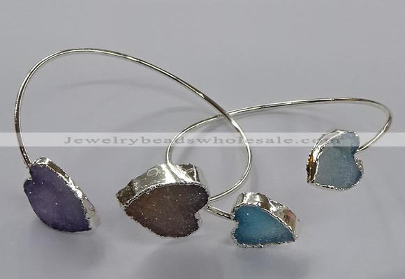 CGB965 15*15mm - 18*18mm heart druzy agate bangles wholesale