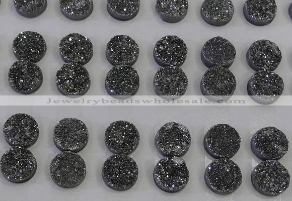 CGC113 14mm flat round druzy quartz cabochons wholesale