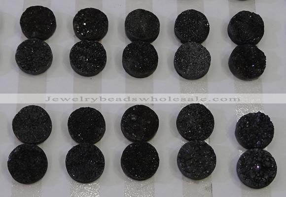 CGC116 14mm flat round druzy quartz cabochons wholesale