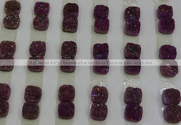 CGC214 10*10mm square druzy quartz cabochons wholesale