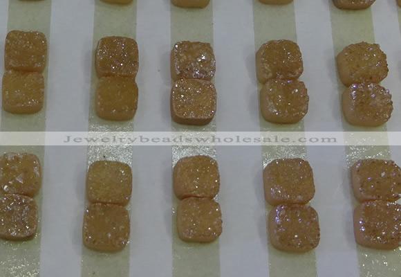CGC215 10*10mm square druzy quartz cabochons wholesale