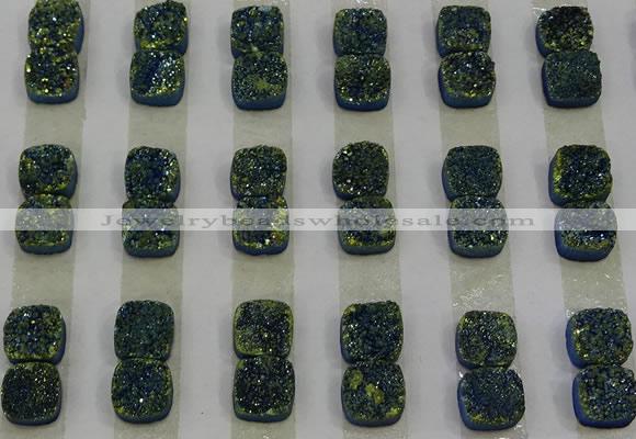 CGC218 10*10mm square druzy quartz cabochons wholesale