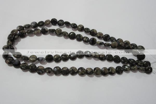 CGE122 15.5 inches 10mm flat round glaucophane gemstone beads